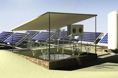 Сонячні панелі витягують водяну пару для вирощування сільськогосподарських культур в пустелі Рис.1